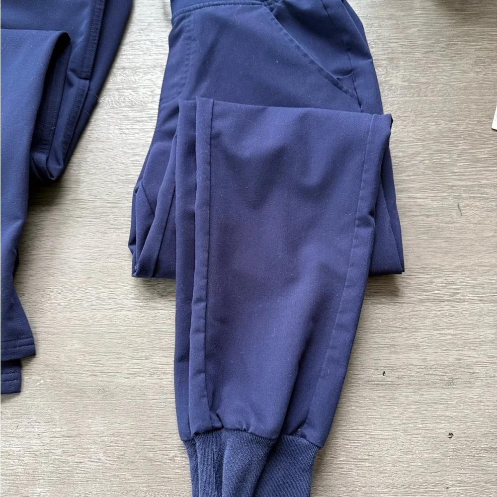 Figs Navy Blue Scrub Pants with Gray Ties - Picture 4 of 7